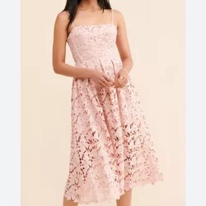 NWT Astr The Label Women’s Joyce Pale Pink Lace Sun Dress XL Lace Up Wedding